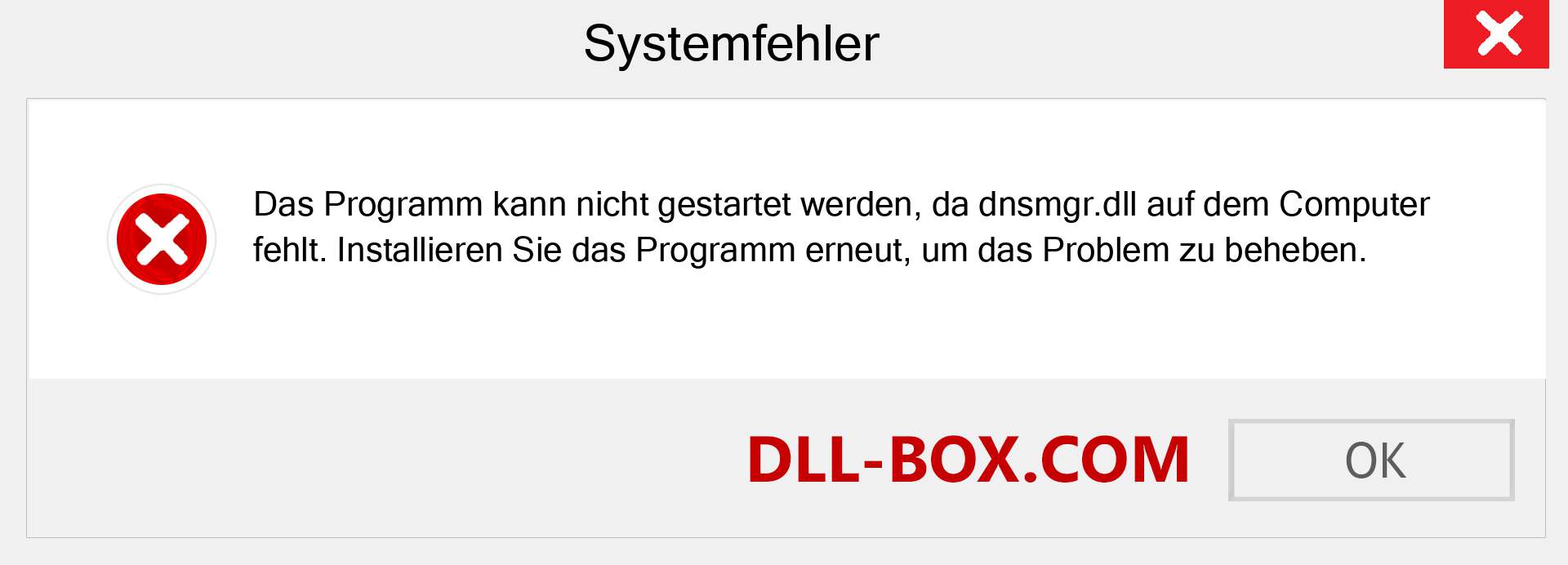 dnsmgr.dll-Datei fehlt?. Download für Windows 7, 8, 10 - Fix dnsmgr dll Missing Error unter Windows, Fotos, Bildern